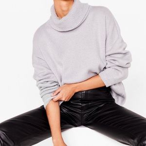 Unworn Nasty Gal Grey turtleneck knit sweater US M